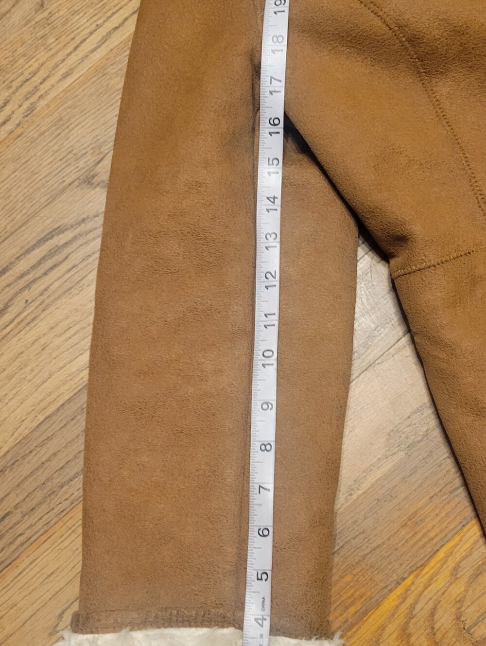 Women's Tan Faux-Suede Double-Breasted Shearling Jacket - Picture 10 of 11